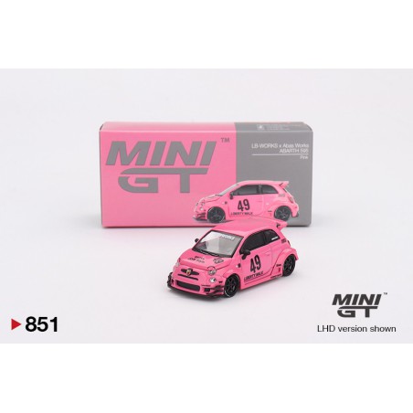 Mini GT Fiat 595 Abarth Lb-Works Abas Works rosa 2024– Mini GT MGT00851-L escala 1/64