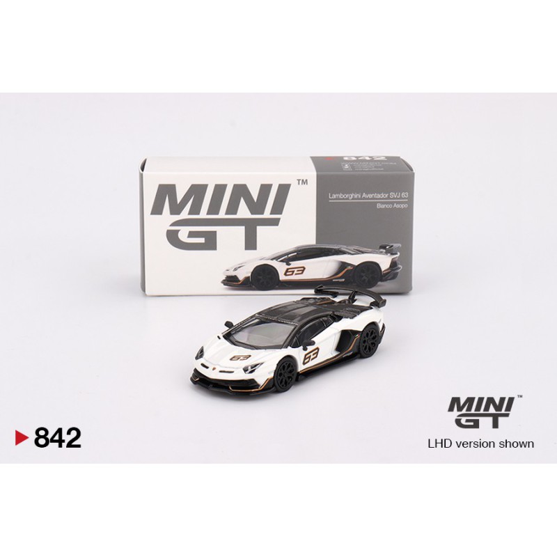 Mini GT Lamborghini Aventador SVJ 64 Bianco Asopo 2023 – 1/64 MGT00842-L