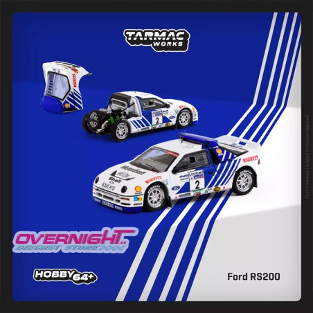 Tarmac Works Ford RS200 Lombard Rac Rally n2 Stig Blomqvist - Escala 1/64 Azul y blanco TC-T64P-001-86RAC02