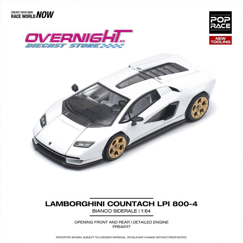 Pop Race Lamborghini Countach Lpi 800-4 Bianco Siderale - Escala 1/64 PR640117