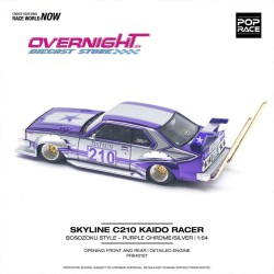Pop Race Nissan Skyline C210 Kaido Racer (Bosozoku Style) lila cromado y plata – Escala 1/64 PR640107