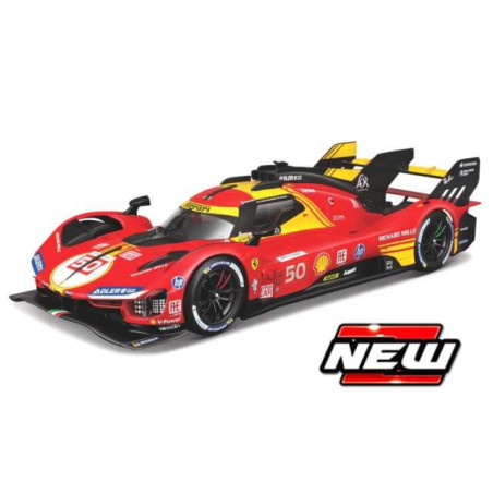 Bburago 1/24 2024 Ferrari 499p n50 Fuoco/Molina/Nielsen Winner 24h Le Mans 2024 - Escala 1/64 - bburago26312