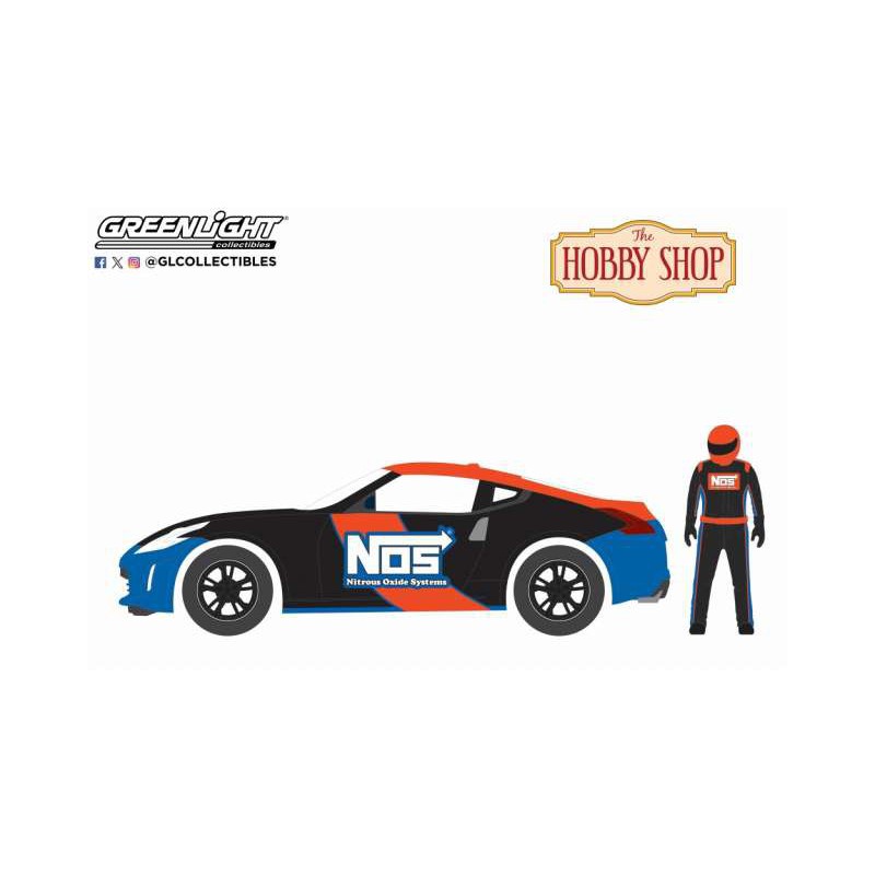 Greenlight 2020 Nissan 370Z con figura piloto - The Hobby Shop Series 16 - Escala 1/64 - gl97160F