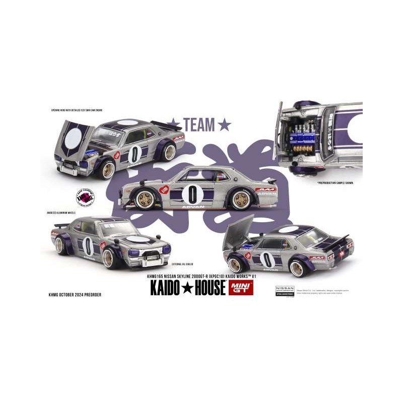 Mini GT Kaido House 1969 Nissan Skyline Gt-R (Kpgc10) Kaido Works V1 - Escala 1/64 - MGTKHMG165