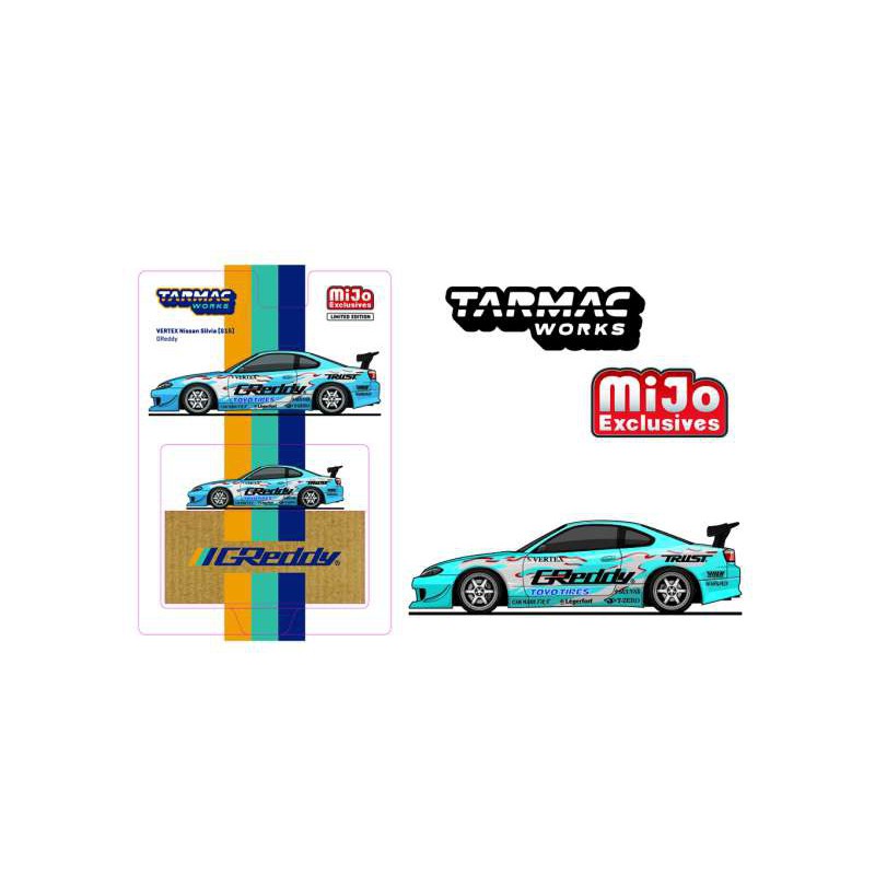 Tarmac Works Vertex Nissan Silvia S15 Greddy azul en blister - Escala 1/64 - TC-T64G-023-GDY