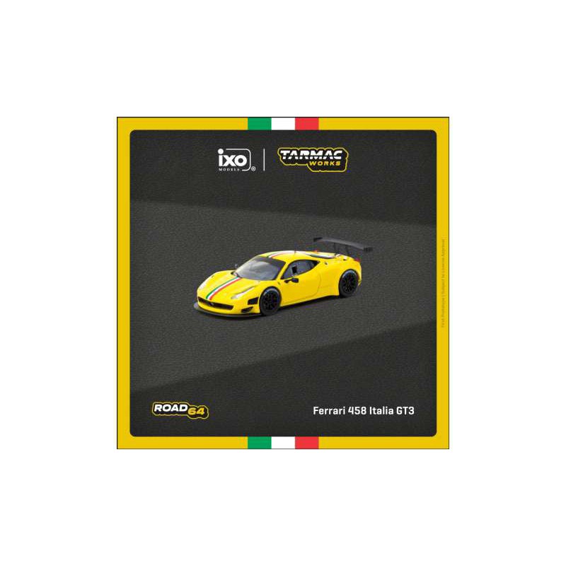Tarmac Works Ferrari 458 Italia GT3 Amarillo - Escala 1/64 - TC-T64R-073-YL
