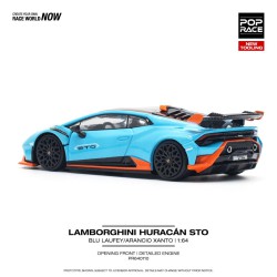 Pop Race Lamborghini Huracan Sto Blu Laufey/Arancio Xanto - Escala 1/64 - PR640110