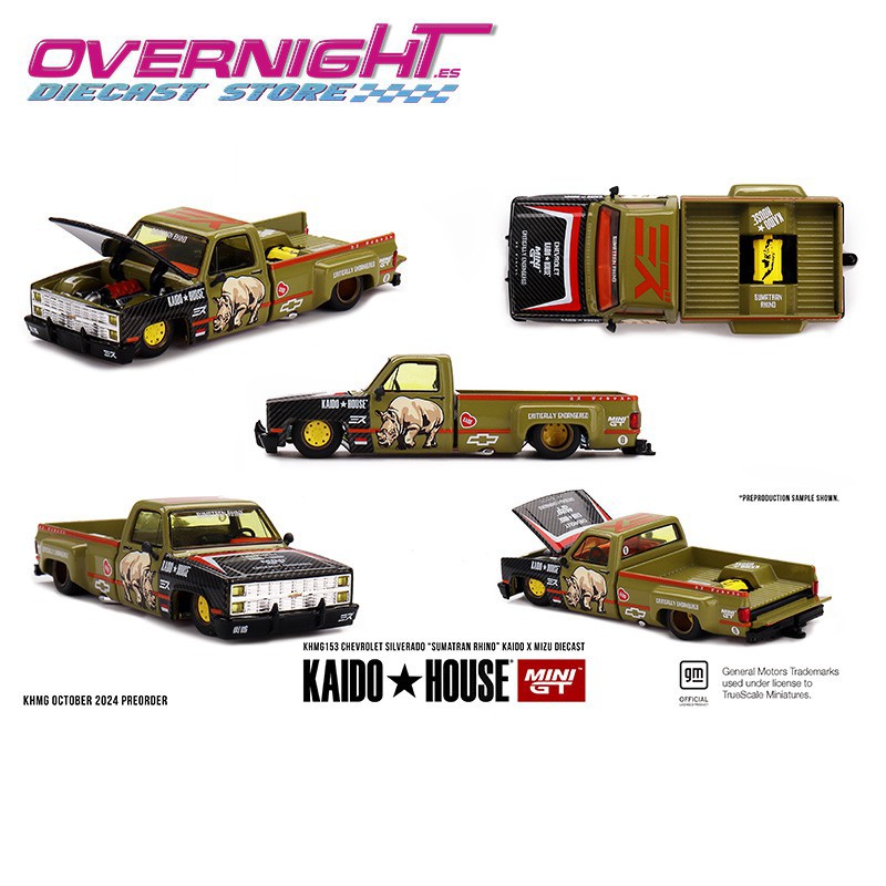 Mini GT Chevrolet Silverado Sumatran Rhino 1980 Mizu Diecast Kaido - Escala 1/64 - KHMG153