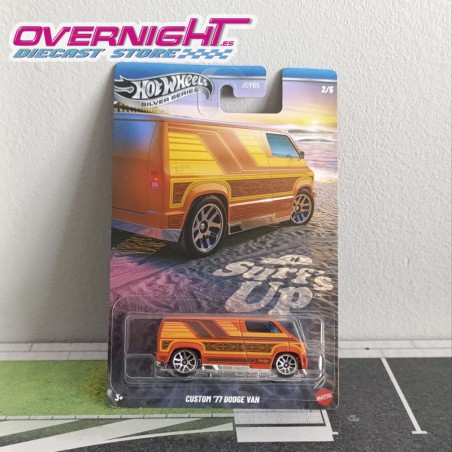 Hot Wheels Silver Custom 77 Dodge Van Surfs Up JCB66-ND710