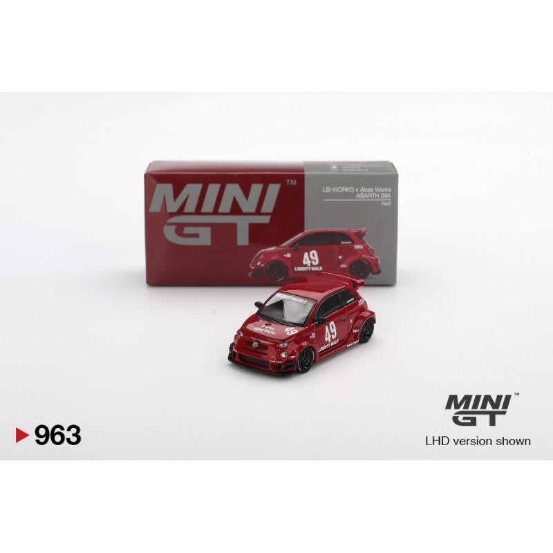 Mini GT Fiat Abarth 595 LB-Works x Abas rojo - Escala 1/64 MGT00963-L
