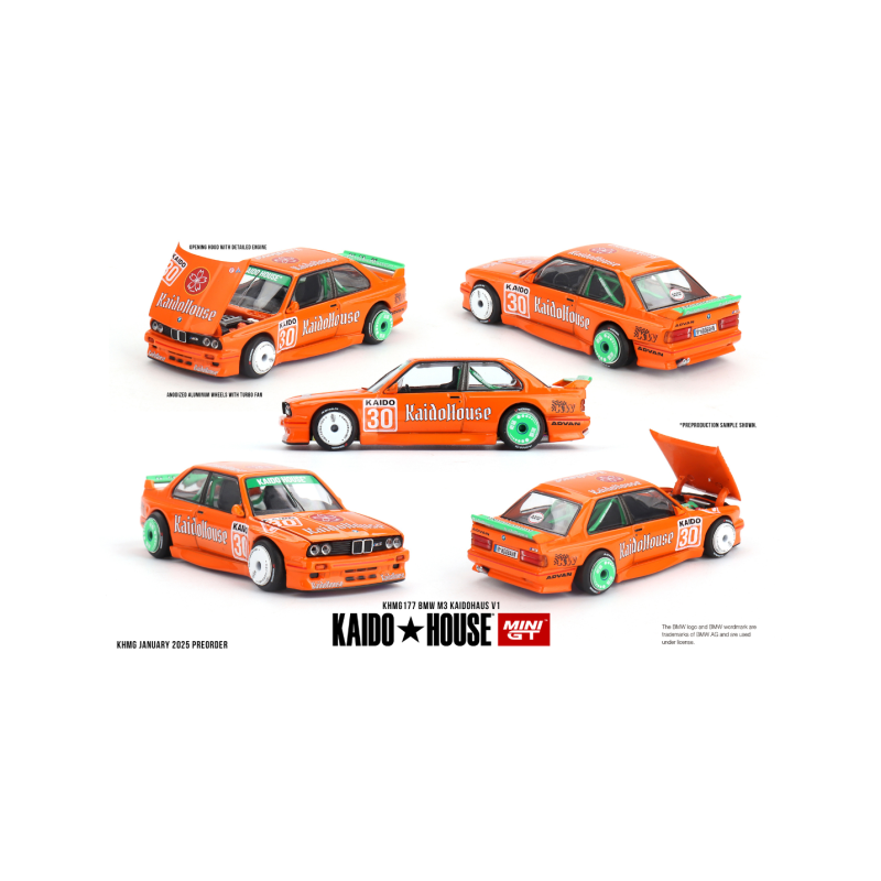 Mini GT Kaido House BMW M3 E30 Kaidohaus v1 1989 naranja - Escala 1/64 KHMG177