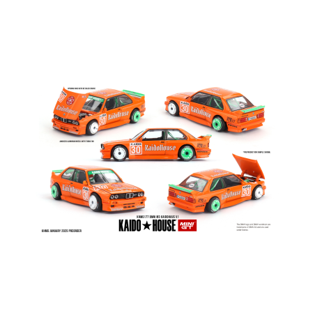 Mini GT Kaido House BMW M3 E30 Kaidohaus v1 1989 naranja - Escala 1/64 KHMG177