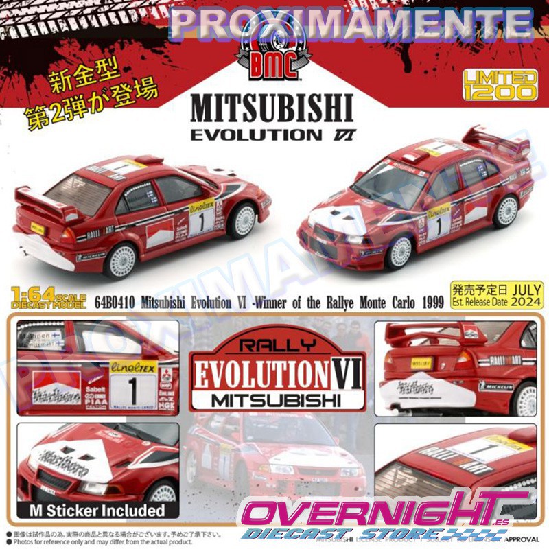 RESERVA BMCreations 99 Mitsubishi Lancer Evo VI n1 Winner Rally Monte Carlo - Escala 1/64 BM64B0410
