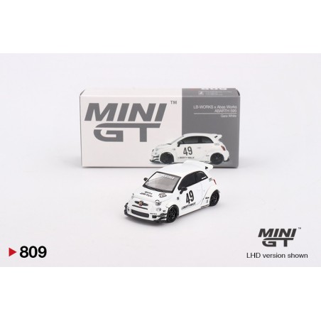 Mini GT Fiat Abarth 595 LB-Works x Abas blanco - Escala 1/64 MGT00809-L