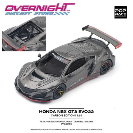 Pop Race Honda Nsx Gt3 Evo22 Carbon Edition - Escala 1/64 PR640159