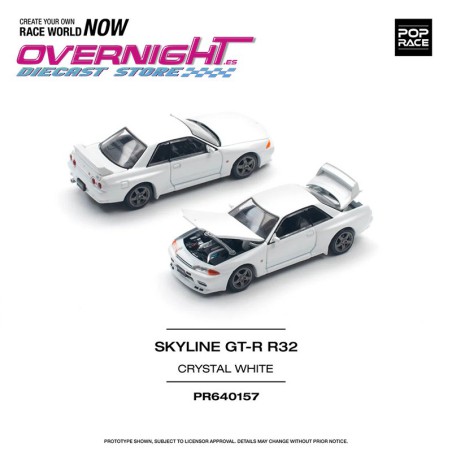 Pop Race Nissan Skyline Gt-R R32 Crystal White - Escala 1/64 PR640157