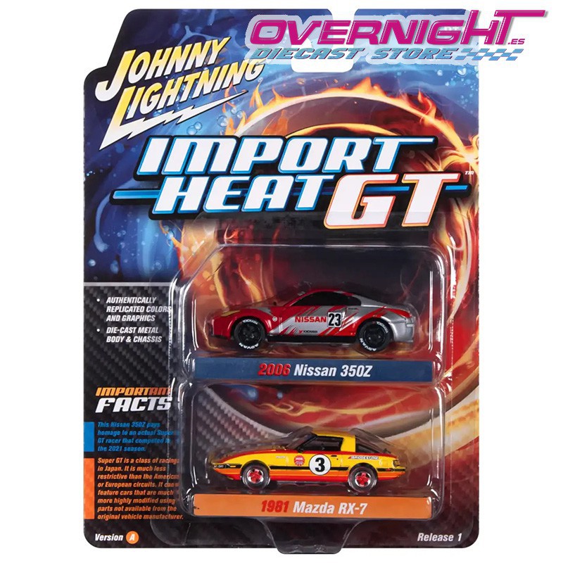 Jhonny Lightning Import Heat-Gt Pack 2 - Nissan 350z n23 y 1981 Mazda Rx-7 n3 - Escala 1/64 JLSP241A Jhonny Lightning Import Heat-Gt Pack 2 - Nissan 350z n23 y 1981 Mazda Rx-7 n3 - Escala 1/64 JLSP241A