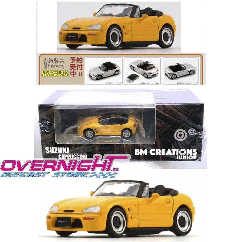 BMCreations Suzuki Cappuccino amarillo con piezas para intercambiar - Escala 1/64 BM64B0261rhd