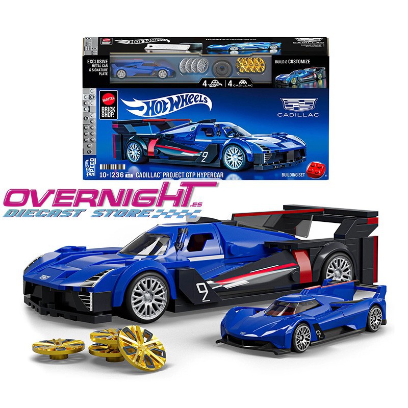 Hot Wheels Brick Shop Cadillac Project Gtp Hypercar Set de construcción Speed Series - Escala 1/32 aproximada JFR89