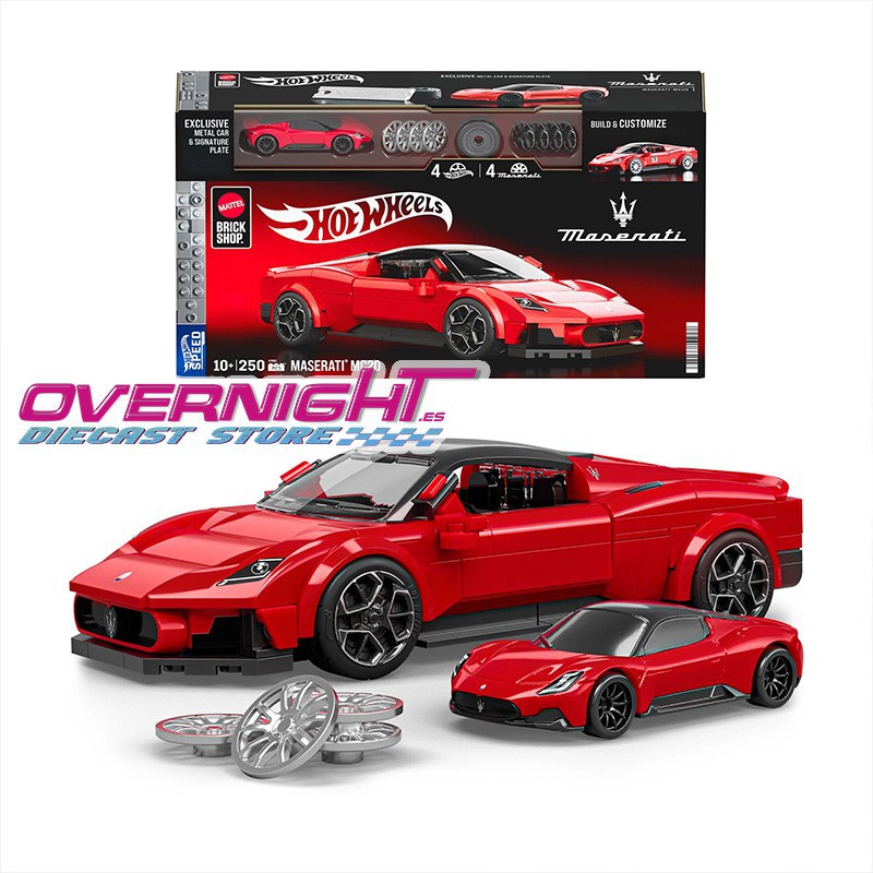 Hot Wheels Mattel Brick Shop Maserati Mc20 Set de construcción Speed Series - Escala 1/32 aproximada JFR90