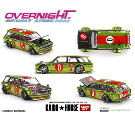 Mini GT Kaido House Datsun 510 Wagon OG - Flo Yellow - Escala 1/64 KHMG164