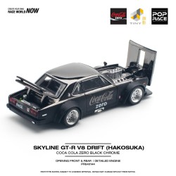 Pop Race Nissan Skyline Gt-R V8 Drift Hakosuka Coca-Cola Zero Chrome Black Escala 1/64 PR640144