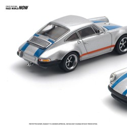 Pop Race Porsche Singer Plata y azul Escala 1/64 PR640188