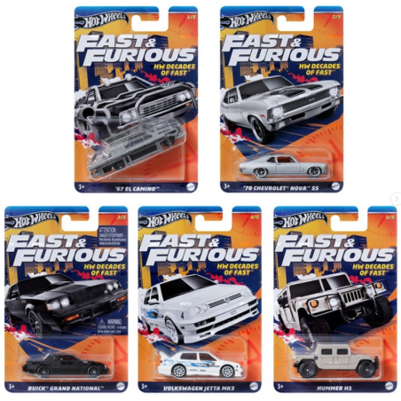 Hot Wheels silver pack 5 - Decades of Fast - Fast and Furious HNR88-979F