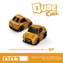 Mini GT Qube Carz Nissan GT-R R35 LB★WORKS Type 1 LB Gold Blister QZ00301