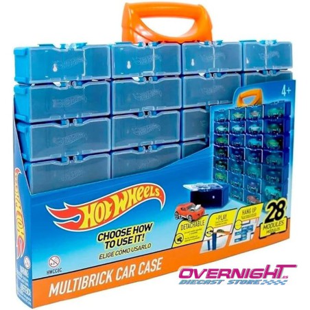 Hot Wheels Multibrick HWCC8C - Maletín para hasta 28 coches, compatible con pistas, vitrina, caja de colección