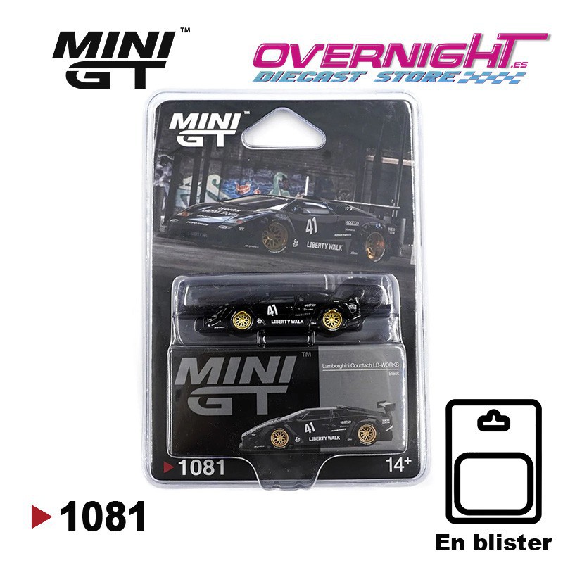 Mini GT Lamborghini Countach Lb-Works Negro en blister - MGT01081BL Escala 1/64