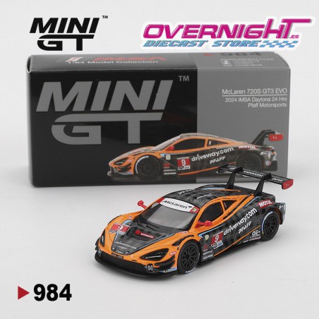 Mini GT McLaren 720S GT3 Evo Pfaff Motorsports 2024 IMSA Daytona 24 Hrs Escala 1/64 MGT00984L