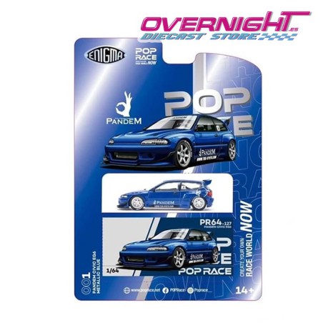 Pop Race Enigma Exclusive Pandem Civic EG6 v1.5, metallic blue Escala 1/64 PRE001