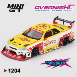 Mini GT Nissan GTR (R34) LB-Super Silhouette Skyline Suppaiman Okinawa 2025 Escala 1/64 MGT01204-R