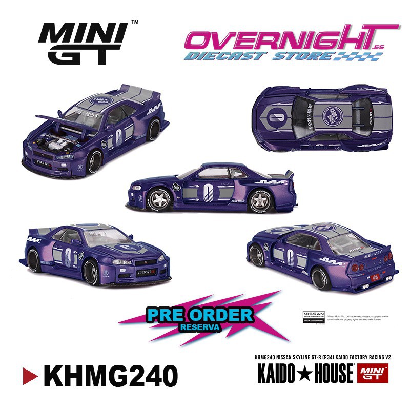 - PREORDER - Mini GT Kaido House Nissan Skyline Gtr (R34) Kaido Racing Factory V2 1999 Escala 1/64 KHMG240