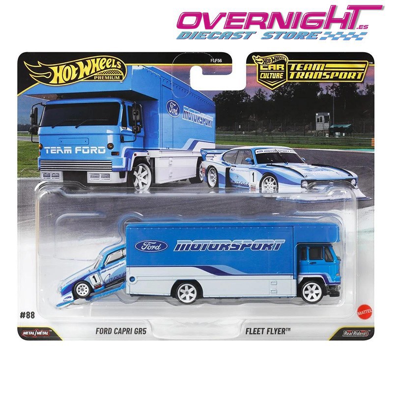 Hot Wheels Premium Team Transport Ford Capri GR5 y Fleet Flyer JHX89