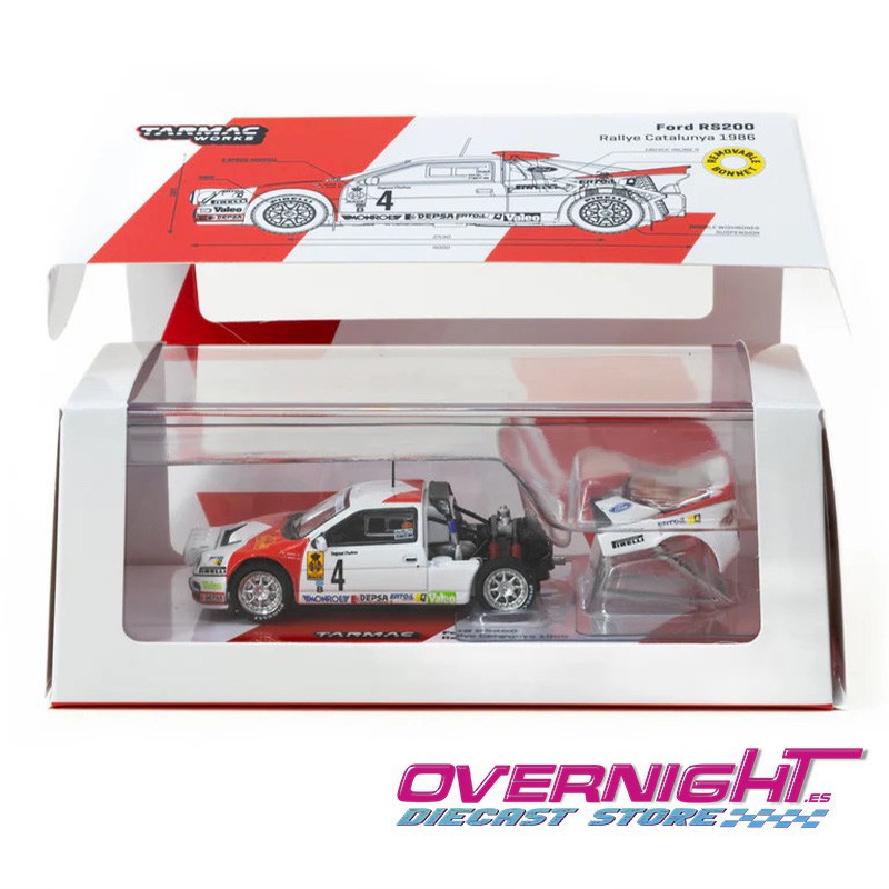 Tarmac Works Ford RS200 n4 Zanini-Autet Rallye Catalunya 1986 Escala 1/64 TC-T64P-001-86RC04