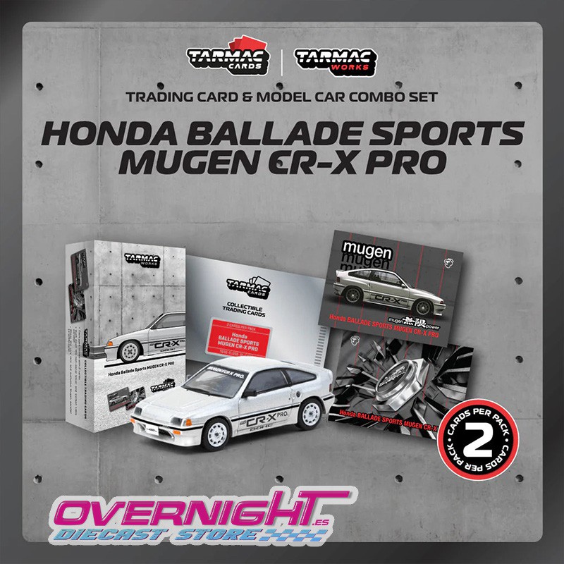 Tarmac Works Honda Ballade Sports Mugen CR-X Pro plata con 2 Tarmac Cards Escala 1/64 TC-T64G-TL058-SL