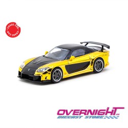 Tarmac Works Mazda Rx-7 Veilside Fortune7 amarillo y negro Escala 1/64 TC-T64G-075-YE