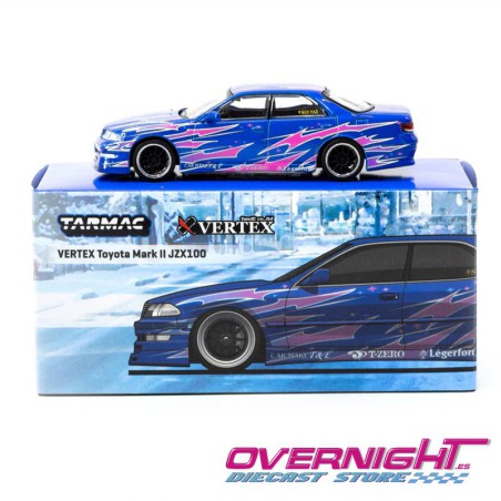 Tarmac Works Vertex Toyota Mark II Jzx100 azul metalizado Escala 1/64 TC-T64G-024-BL