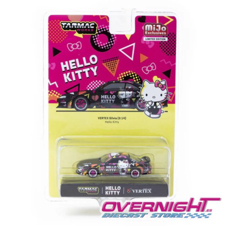 Tarmac Works Vertex Nissan Silvia (S14) Hello Kitty Negro Cromado Escala 1/64 TC-T64G-018-HK