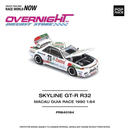 Pop Race Skyline GT-R R32 n23 Macau Guia Race 1990 Winner Castrol Escala 1/64 PR640194