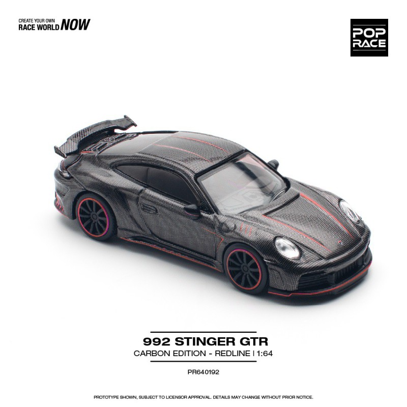 Pop Race Porsche 992 Stinger Gtr Carbon Edition Redline Antracita Escala 1/64 PR640192