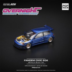 Pop Race Pandem Civic EG6 Metallic Blue sin capó Escala 1/64 PR640174
