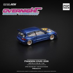 Pop Race Pandem Civic EG6 Metallic Blue sin capó Escala 1/64 PR640174