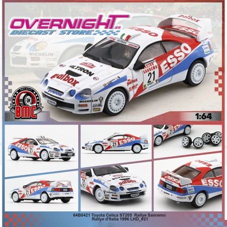 BM Creations Toyota Celica St205 n21 Rallye Sanremo Italia 1996 Esso Escala 1/64 BM64B0421