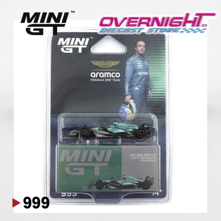 Mini GT Aston Martin Amr24 n14 Fernando Alonso Bahrain Gp 2024 en blister Escala 1/64 MGT00999BL