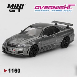 - PREORDER - Mini GT Nissan Skyline Gtr (R34) Dark Metal Gray Nismo Crs 1999 Escala 1/64 MGT01160-R