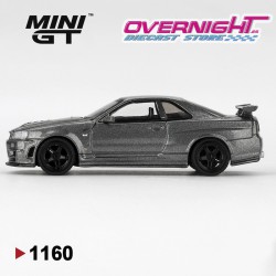 - PREORDER - Mini GT Nissan Skyline Gtr (R34) Dark Metal Gray Nismo Crs 1999 Escala 1/64 MGT01160-R