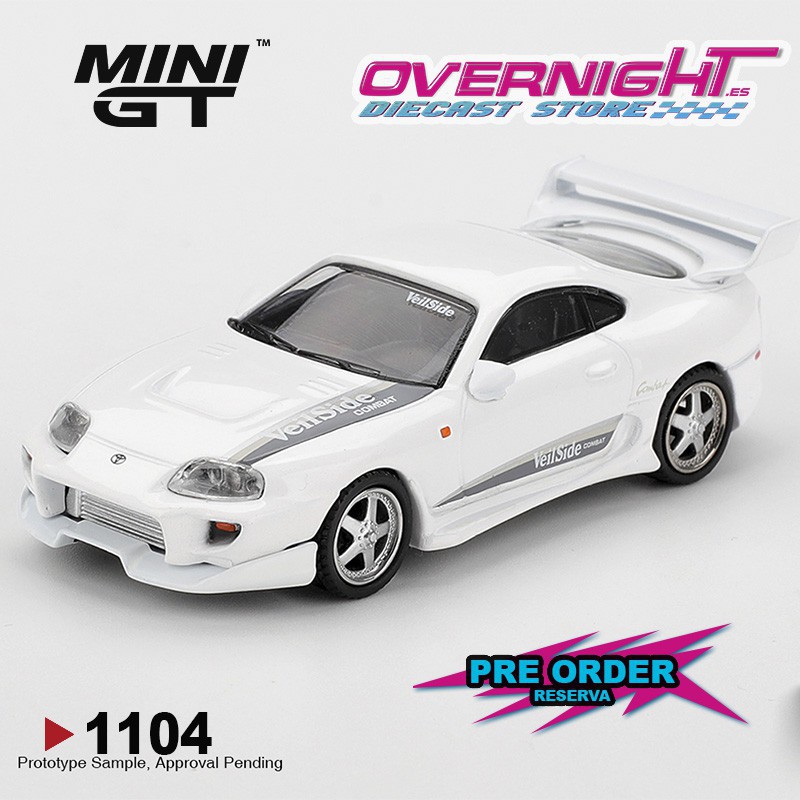 - PREORDER - Mini GT Toyota Supra Mk4 (A80) Veilside Combat V-I White Pearl Metallic 2014 Escala 1/64 MGT01104-L